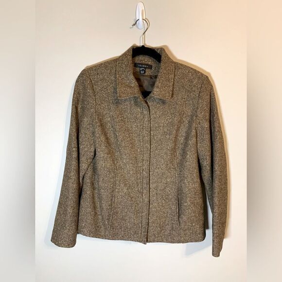 Louben brown tweed jacket size 10 - Picture 1 of 11